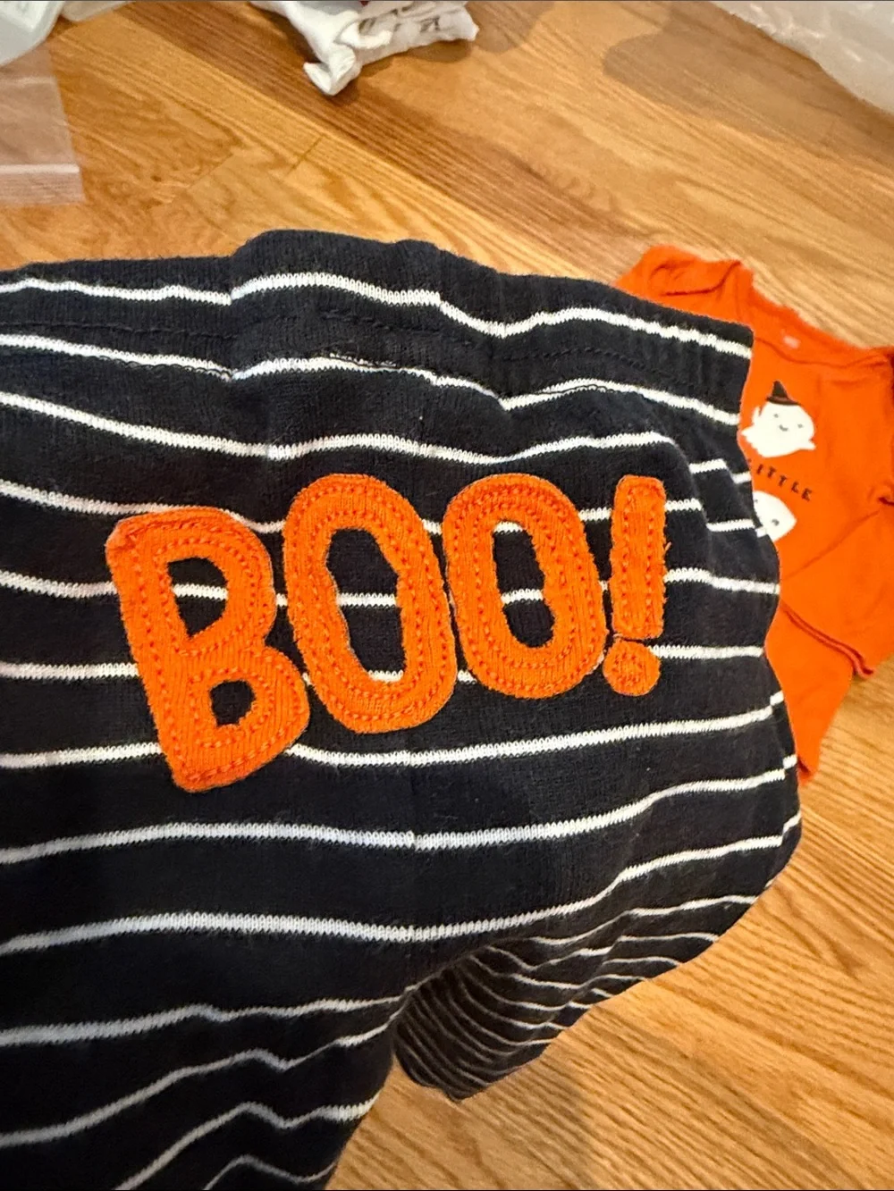 Carter's Orange Solid & Black Striped Halloween Outfit 0-3M